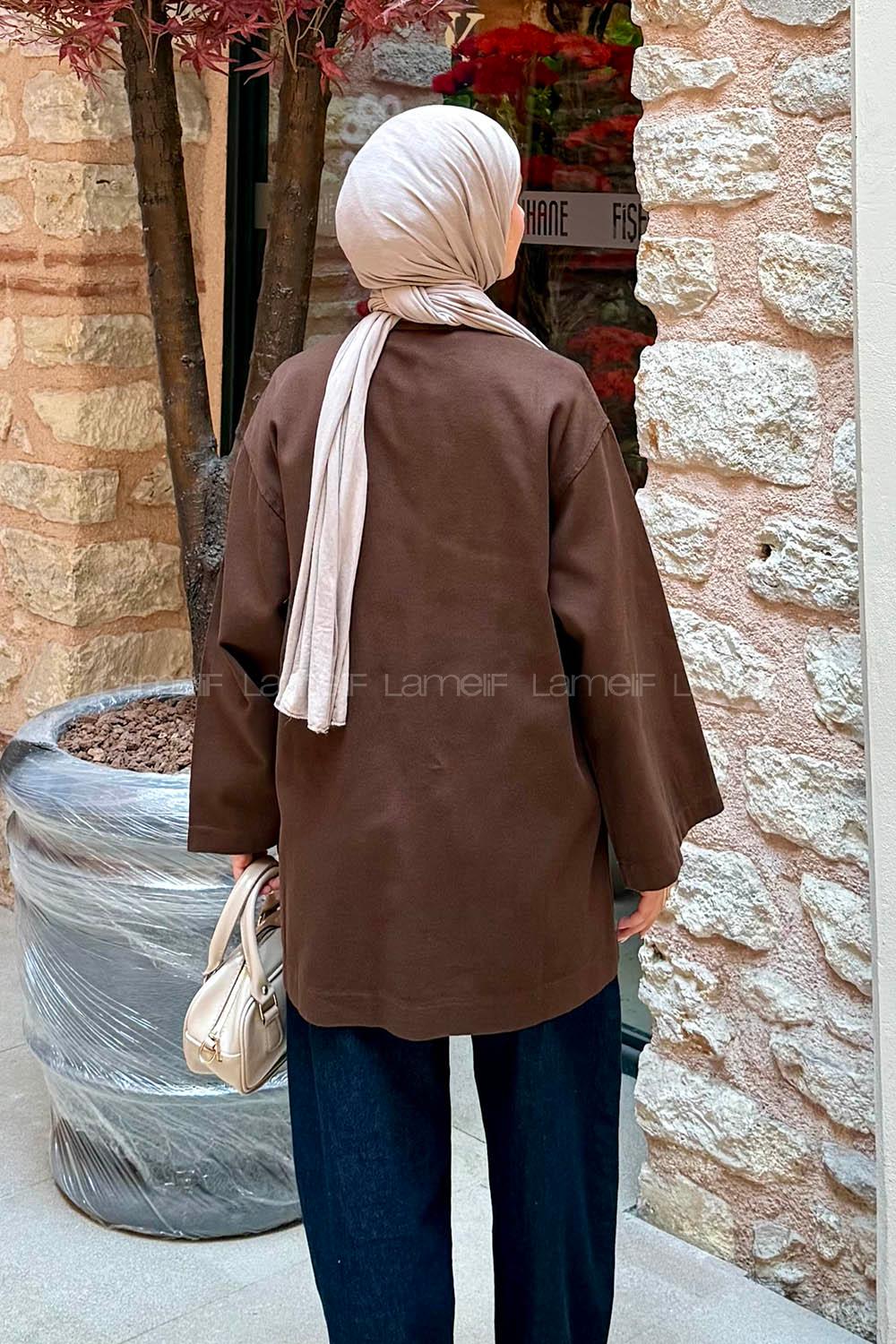 Brown Long Arm Cotton Kimono