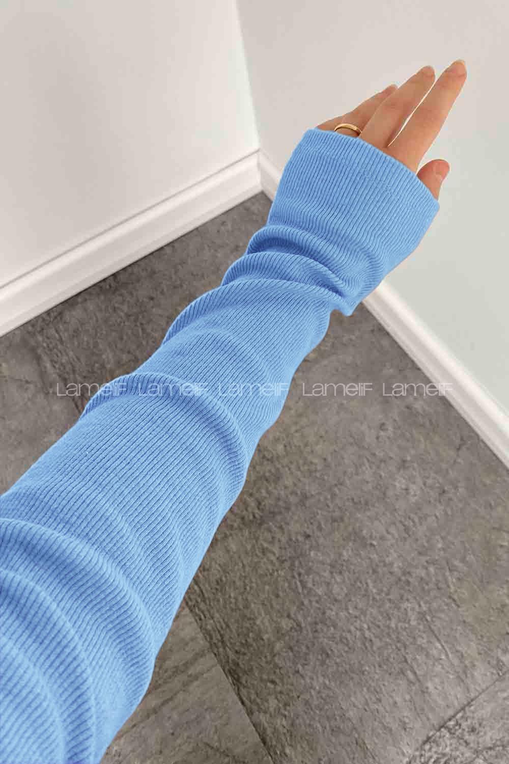 Lamelif Balıkçı Yaka Fitilli Body Bebe Mavisi