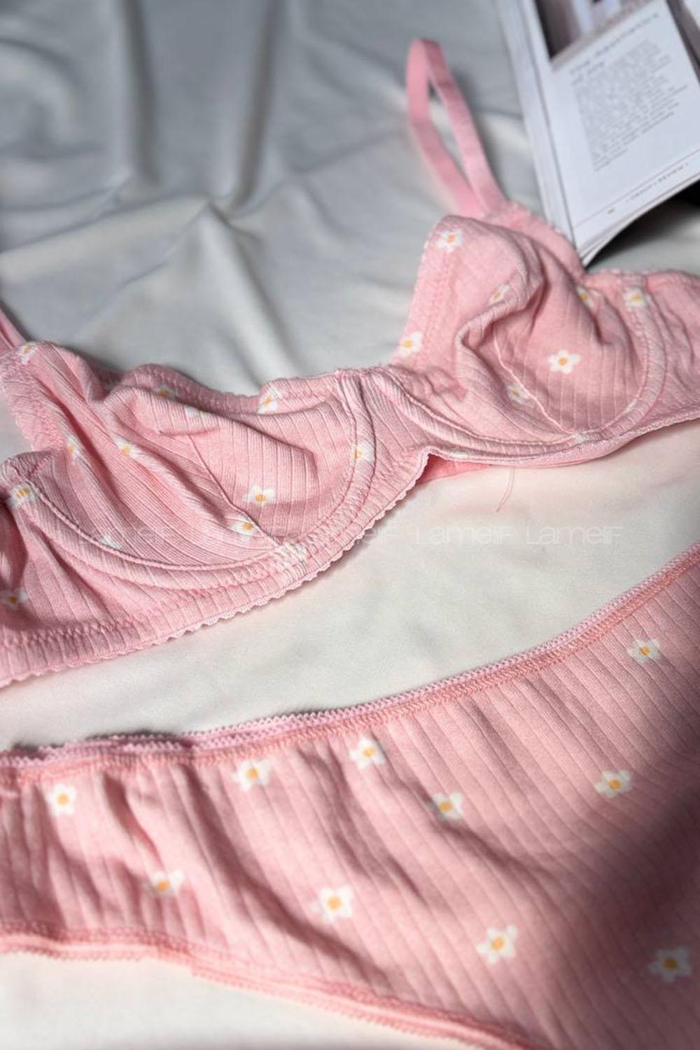 Lamelif Kaşkorsen Desenli Pamuk Sütyen Takım