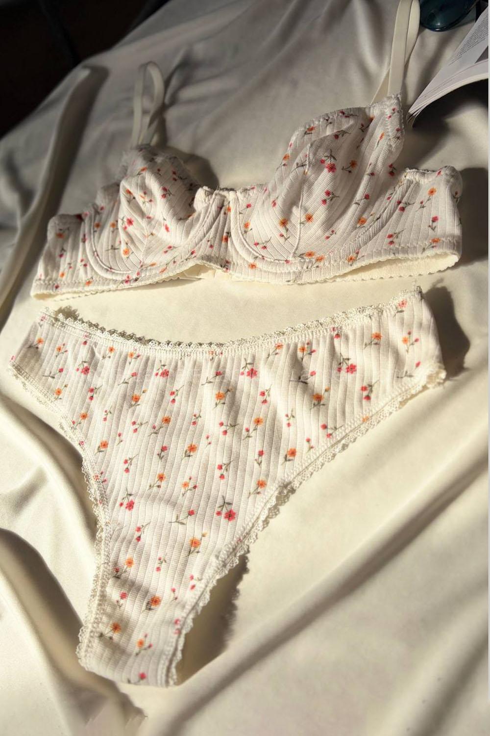 Lamelif Kaşkorsen Desenli Pamuk Sütyen Takım