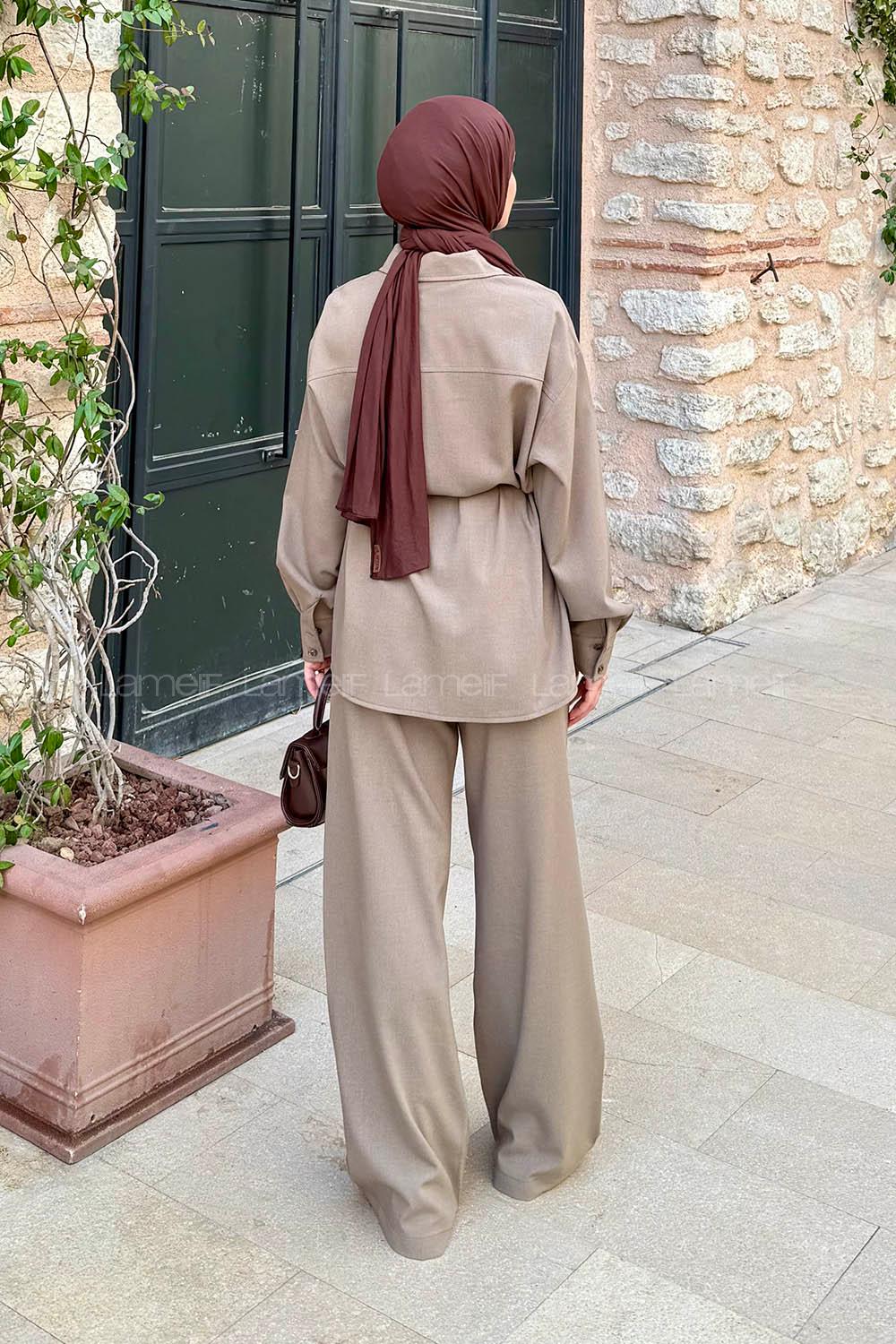 Khaki Shirt Collar Long Arm Polyester Regular Trousers Comfortable Suit