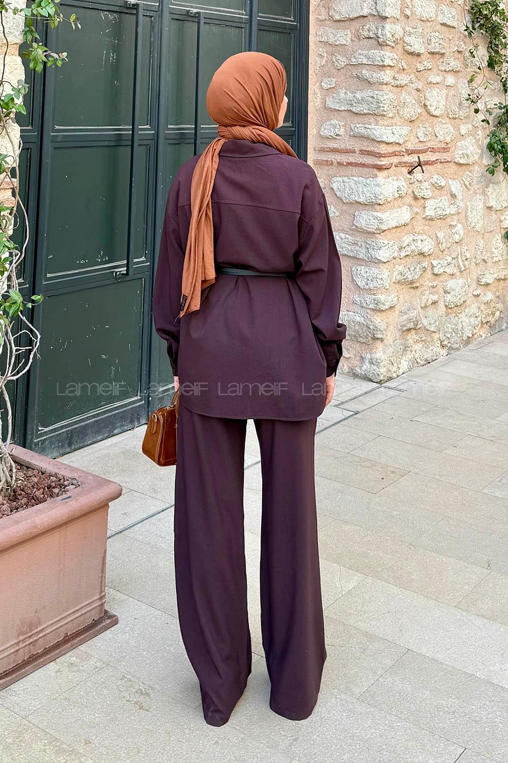 Plum Shirt Collar Long Arm Polyester Regular Trousers Comfortable Suit