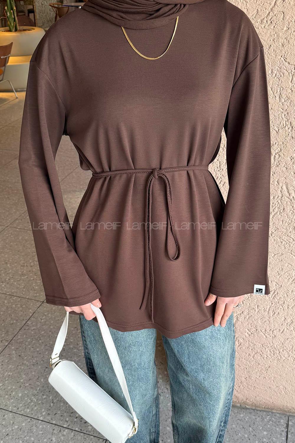 Lamelif Bağlama Detaylı Oysho Sweat Acı Kahve