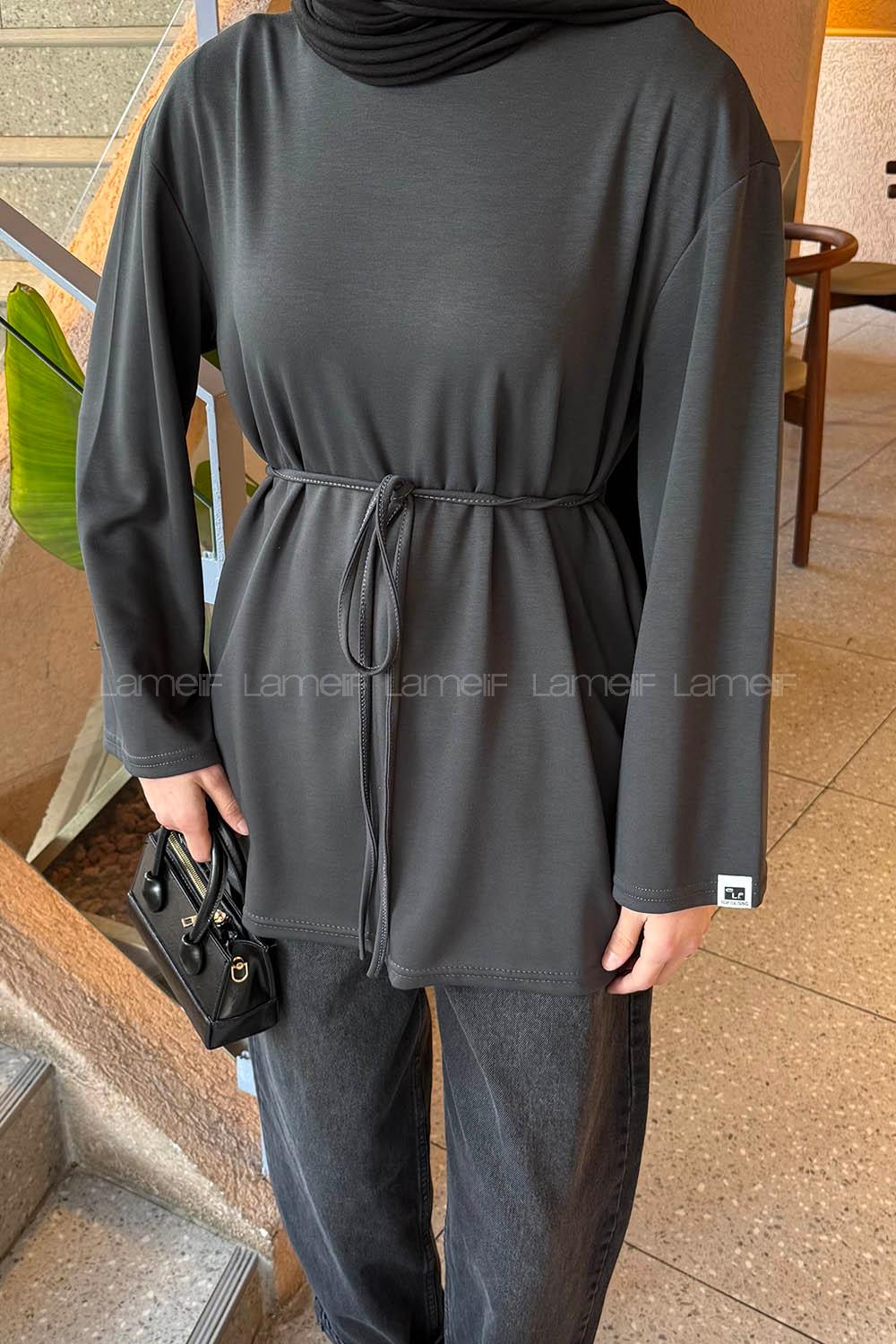 Lamelif Bağlama Detaylı Oysho Sweat Antrasit