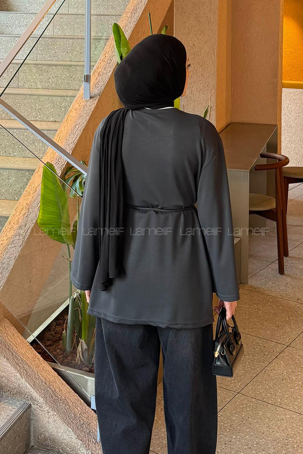 Lamelif Bağlama Detaylı Oysho Sweat Antrasit