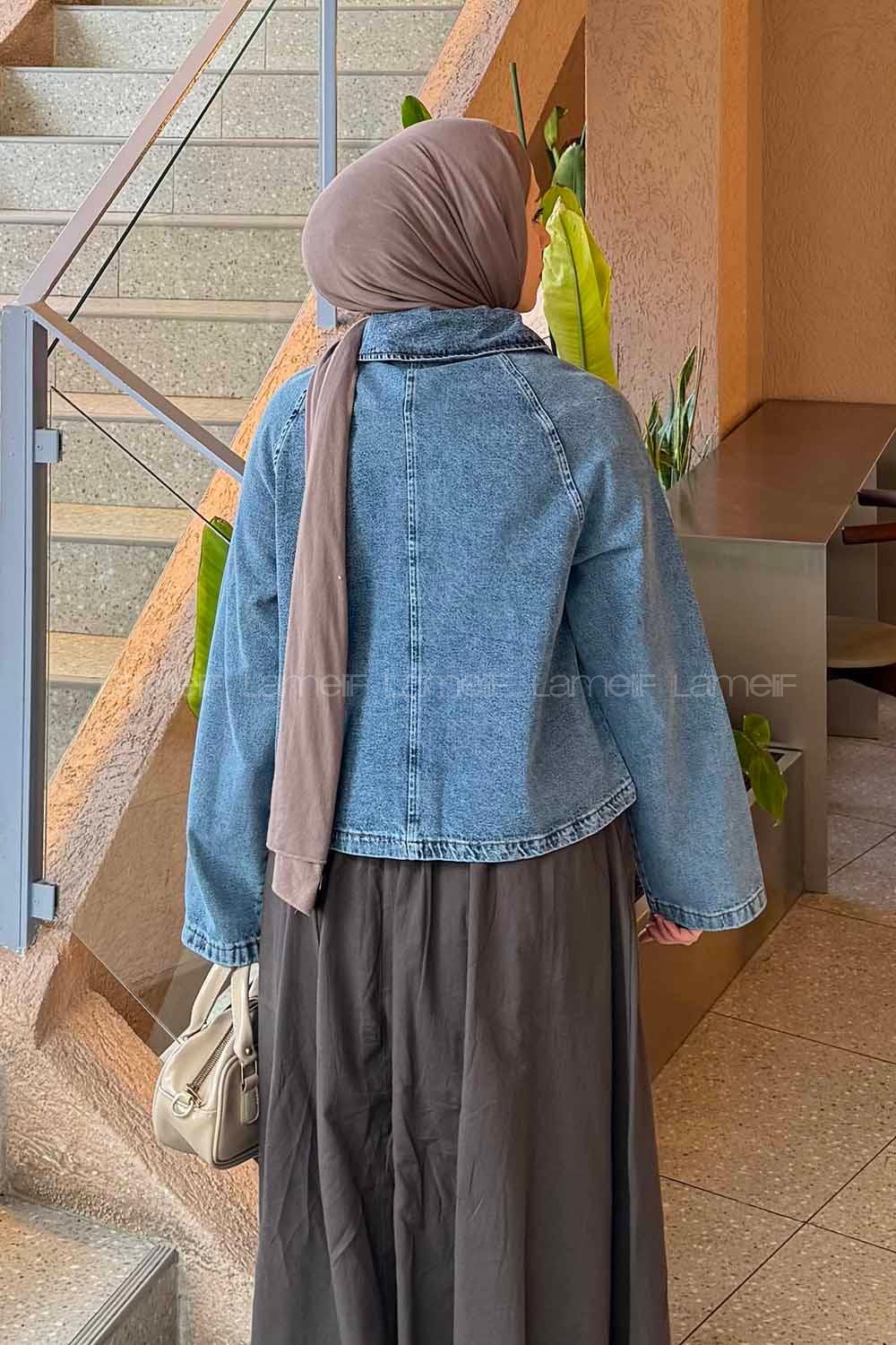Lamelif Çıtçıtlı Denim Ceket Kot Mavisi