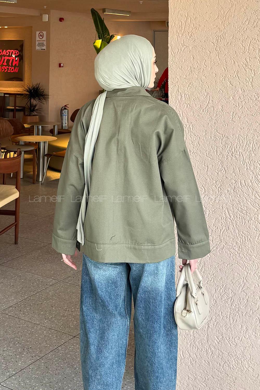 Lamelif Kapak Cepli Gömlek Haki