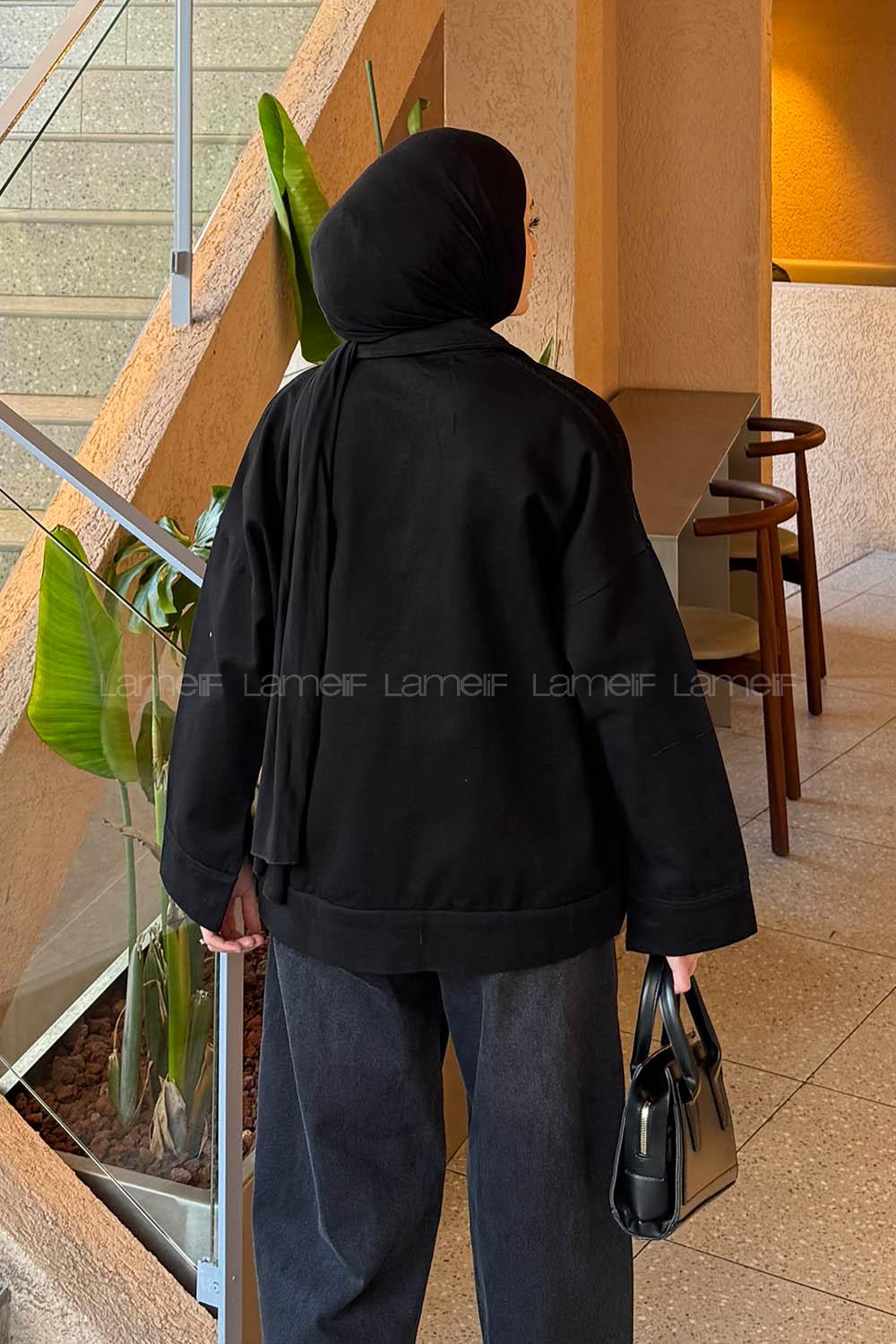 Lamelif Kapak Cepli Gömlek Siyah