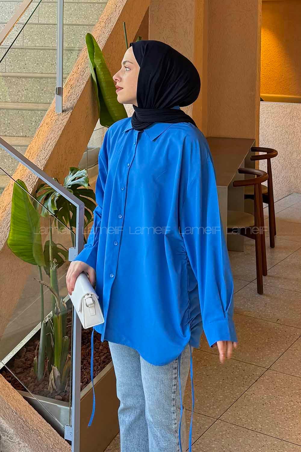 Saxe Shirt Collar Long Arm Cotton Unprinted Shirt