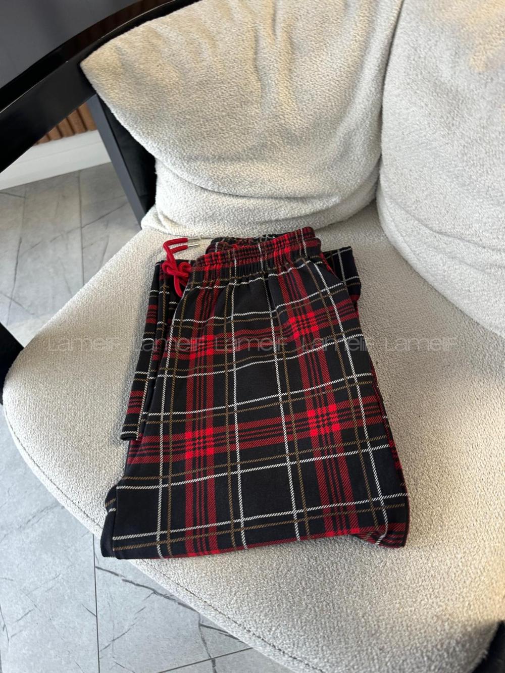 Lamelif Milan Kumaş Ekose Desenlı Pijama Altı