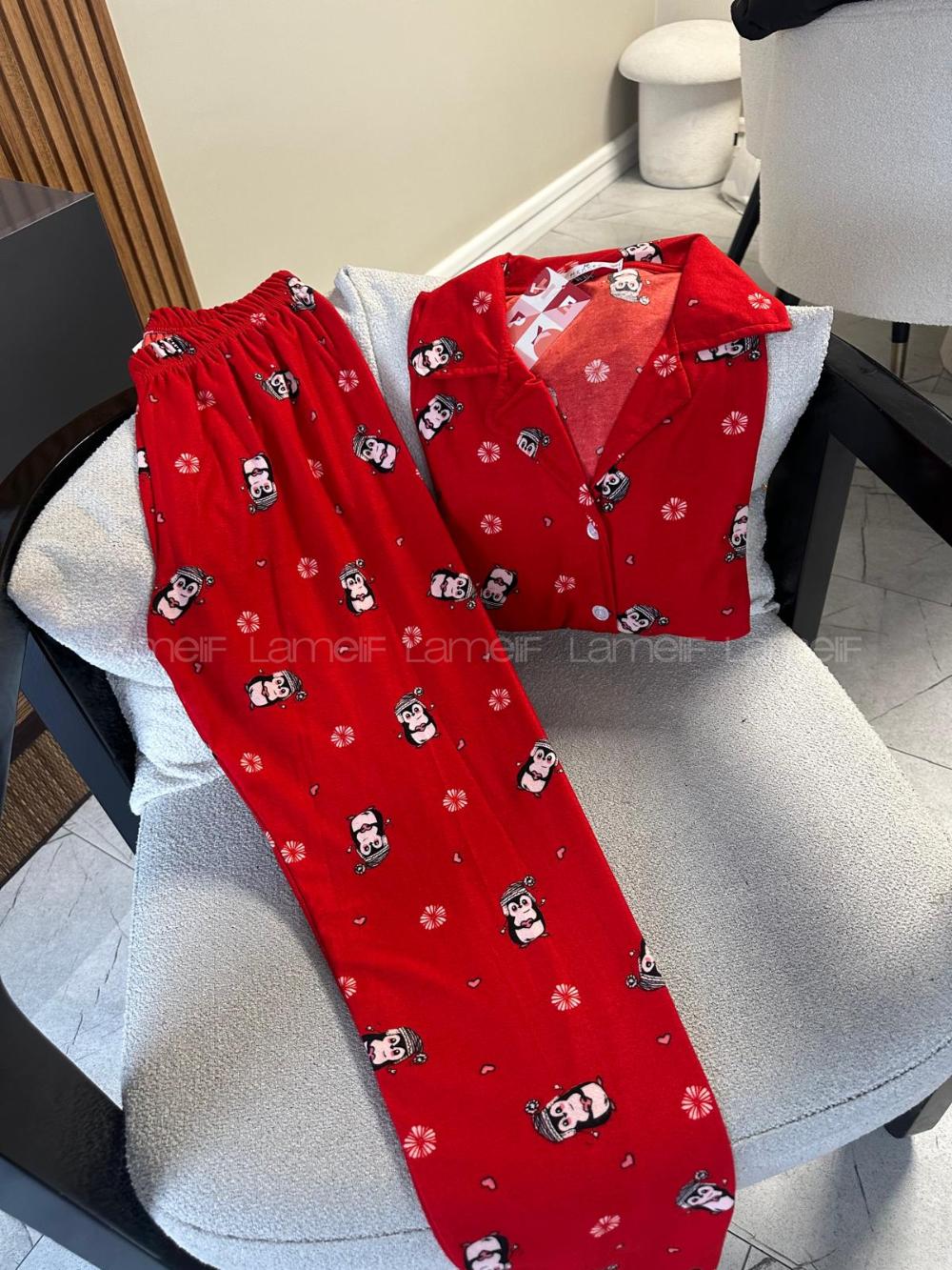 Lamelif Penguenli Pijama Takımı