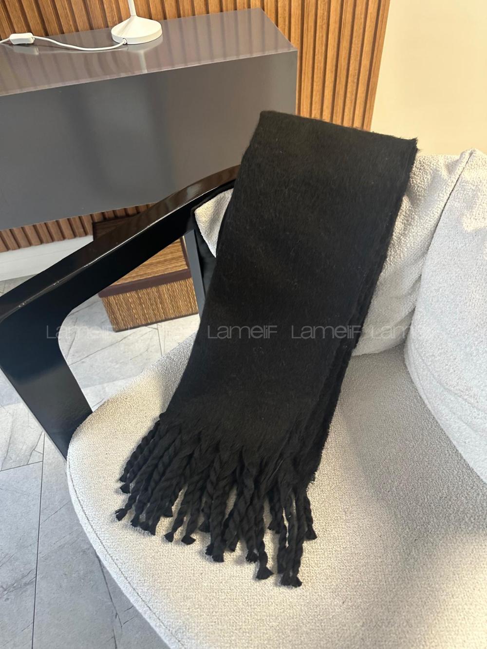 Lamelif Kadın Örgü Püsküllü Atkı Şal