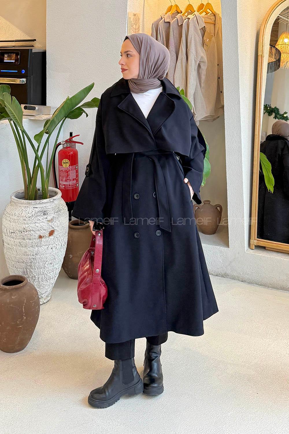 Navy Blue Long Arm Lycra Trench Coat