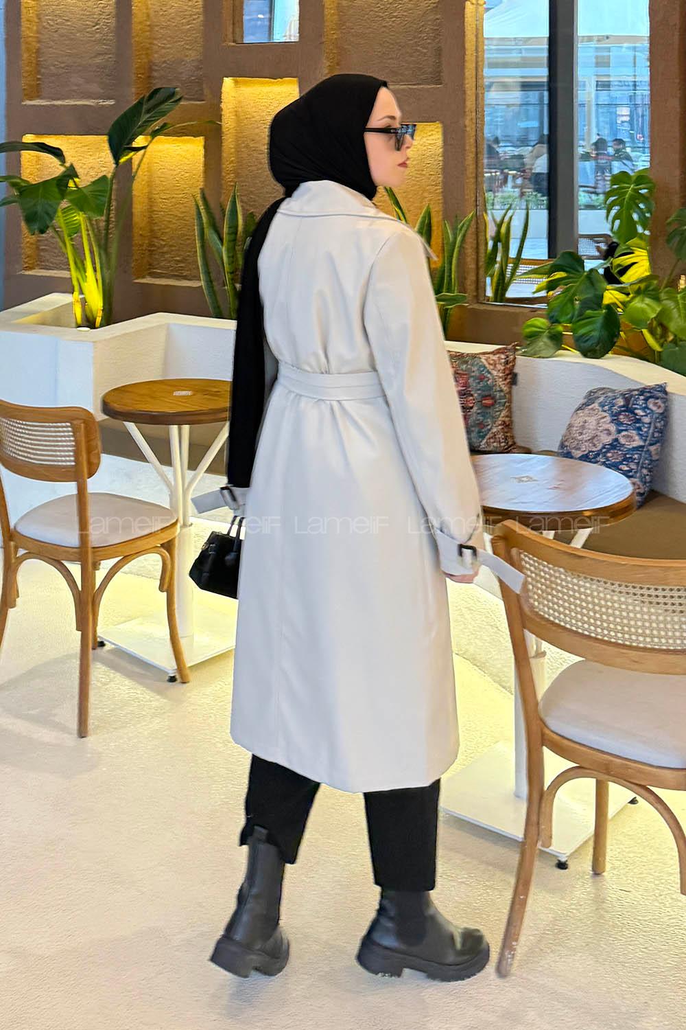 Lamelif Klasik Kuşaklı Trenç Taş