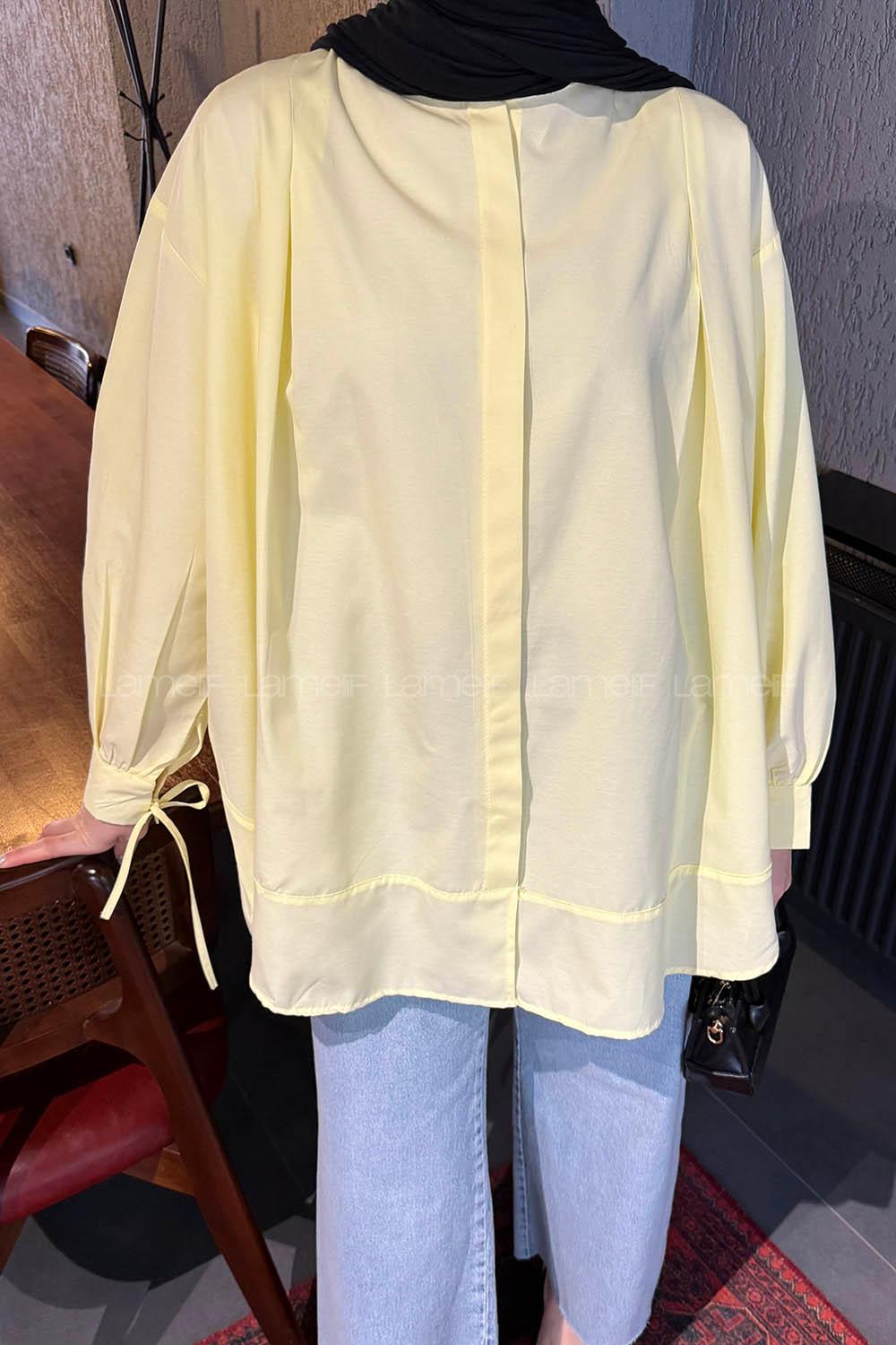 Lamelif Manşeti Biyeli Tunik Sarı