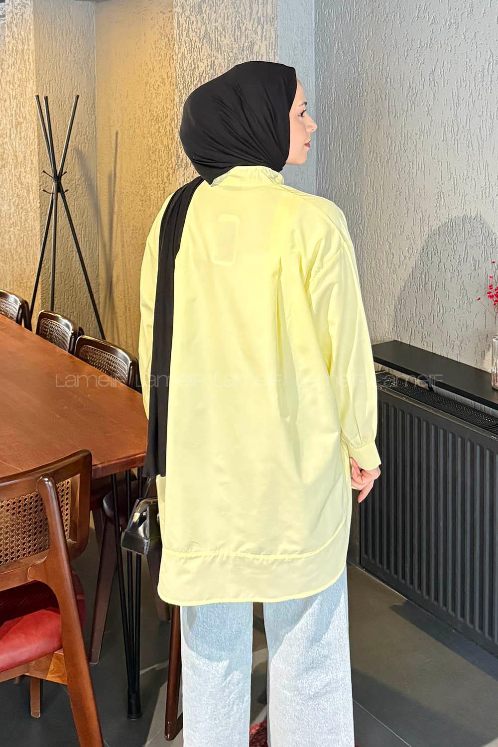 Lamelif Manşeti Biyeli Tunik Sarı