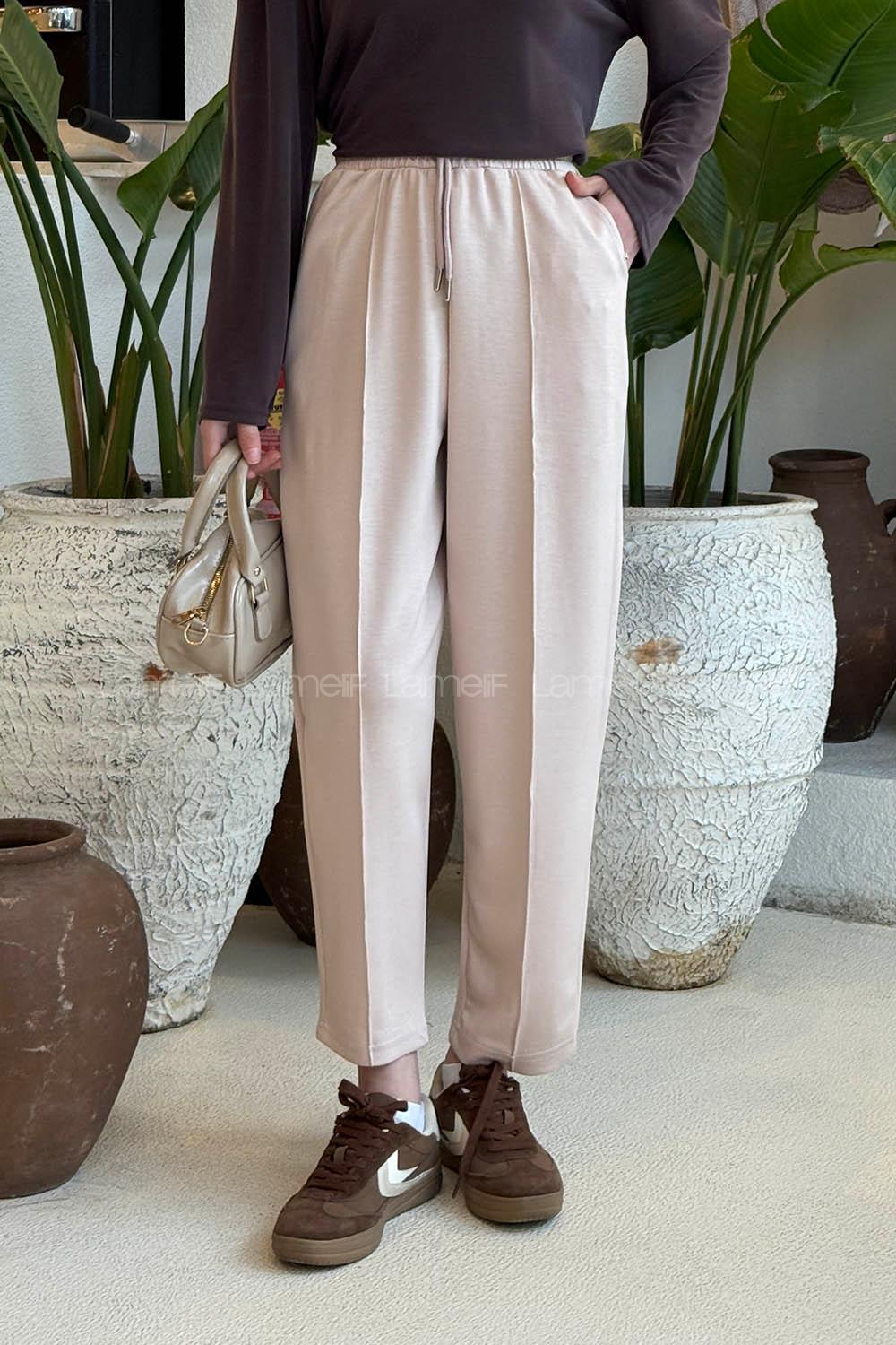 Lamelif Oysho Modal Şalvar Balon Modelli Eşofman Altı Krem