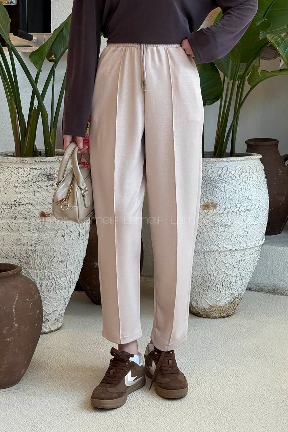 Lamelif Oysho Modal Şalvar Balon Modelli Eşofman Altı Krem