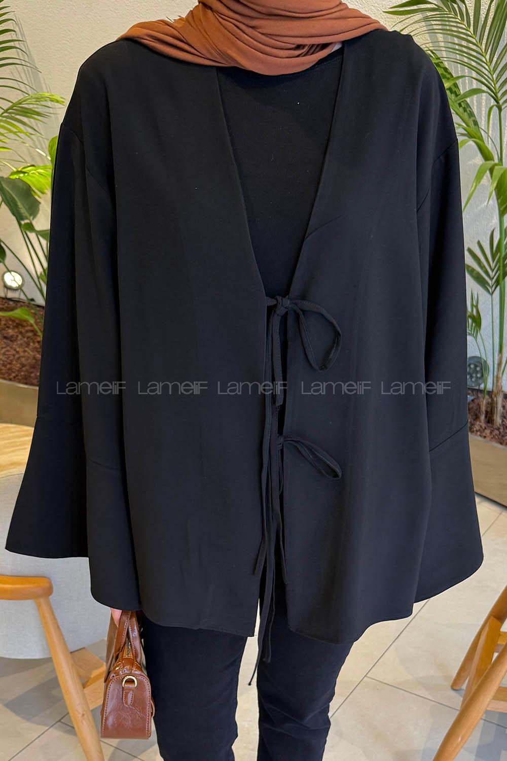 Black V Neck Long Arm Polyester Shirt