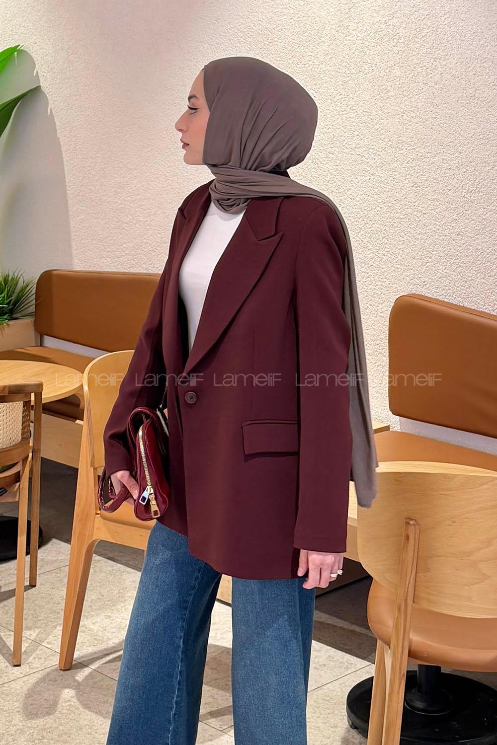 Claret Red Jacket Collar Long Arm Lycra Jacket