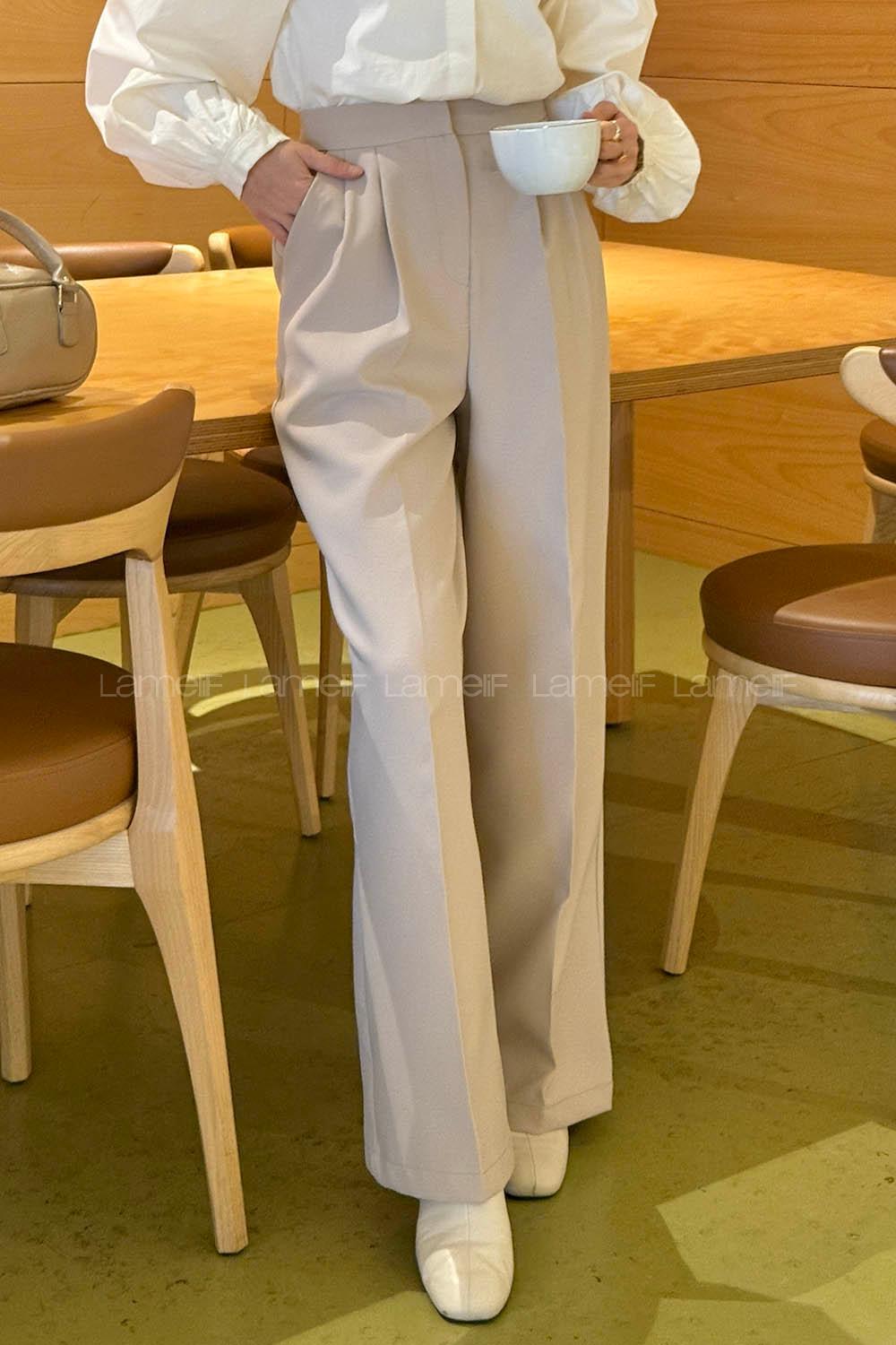 Stone Polyester High Waist Material Pants