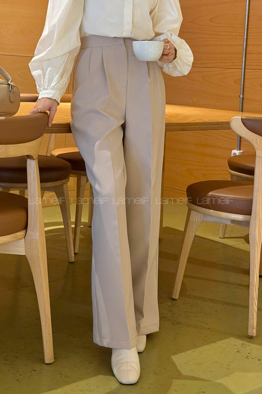 Stone Polyester High Waist Material Pants