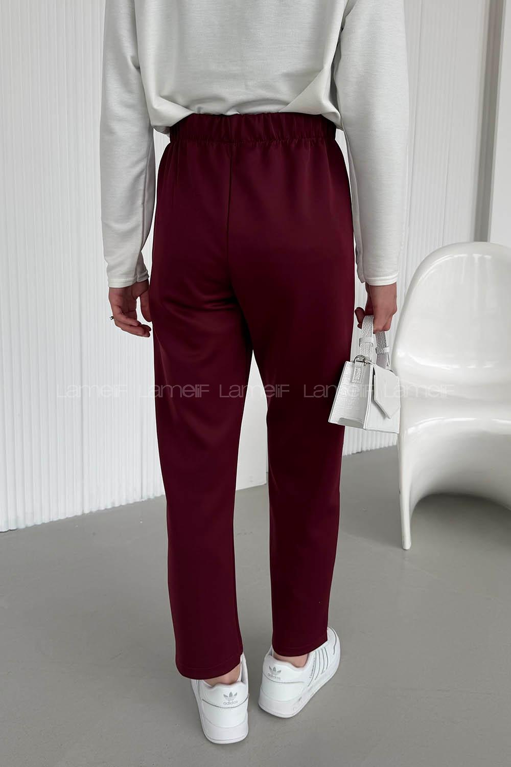Claret Red Regular Trousers High Waist Regular Cut Bottom Tracksuit