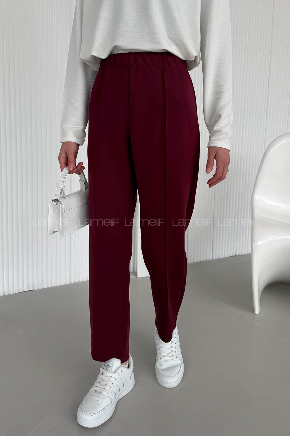 Claret Red Regular Trousers High Waist Regular Cut Bottom Tracksuit