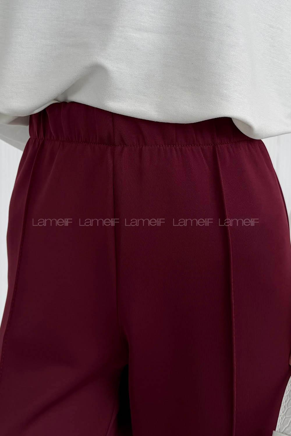 Claret Red Regular Trousers High Waist Regular Cut Bottom Tracksuit