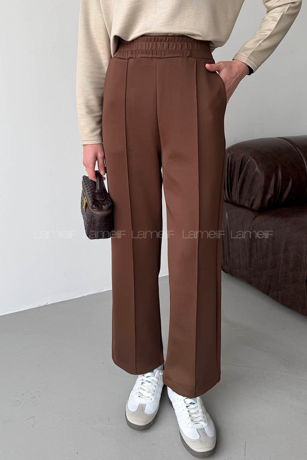 Bitter Brown Regular Trousers High Waist Regular Cut Bottom Tracksuit