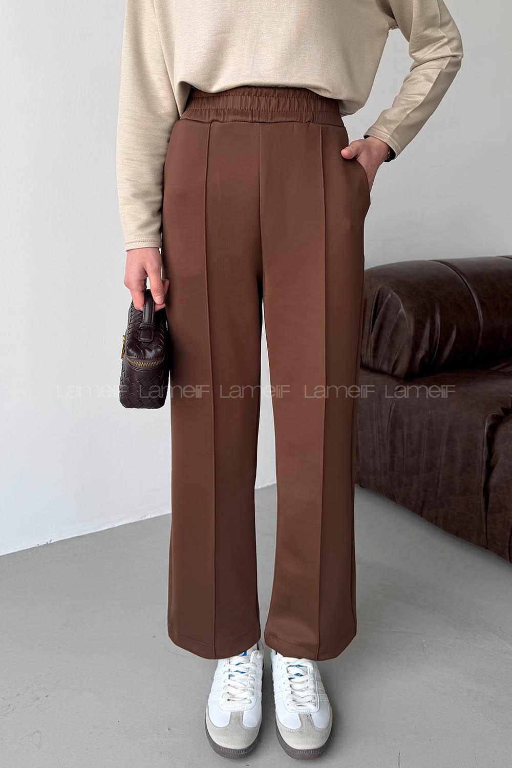 Bitter Brown Regular Trousers High Waist Regular Cut Bottom Tracksuit