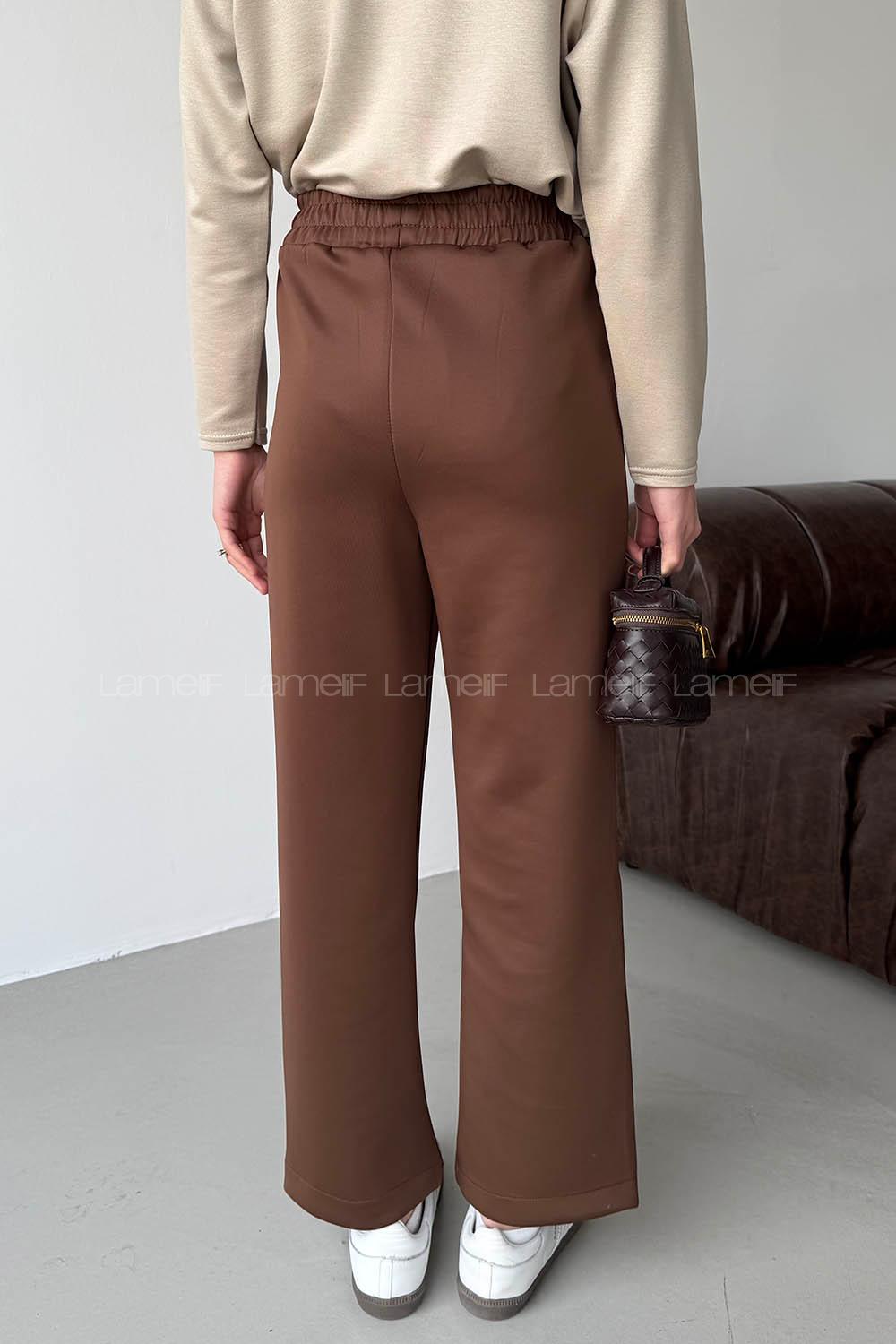 Bitter Brown Regular Trousers High Waist Regular Cut Bottom Tracksuit