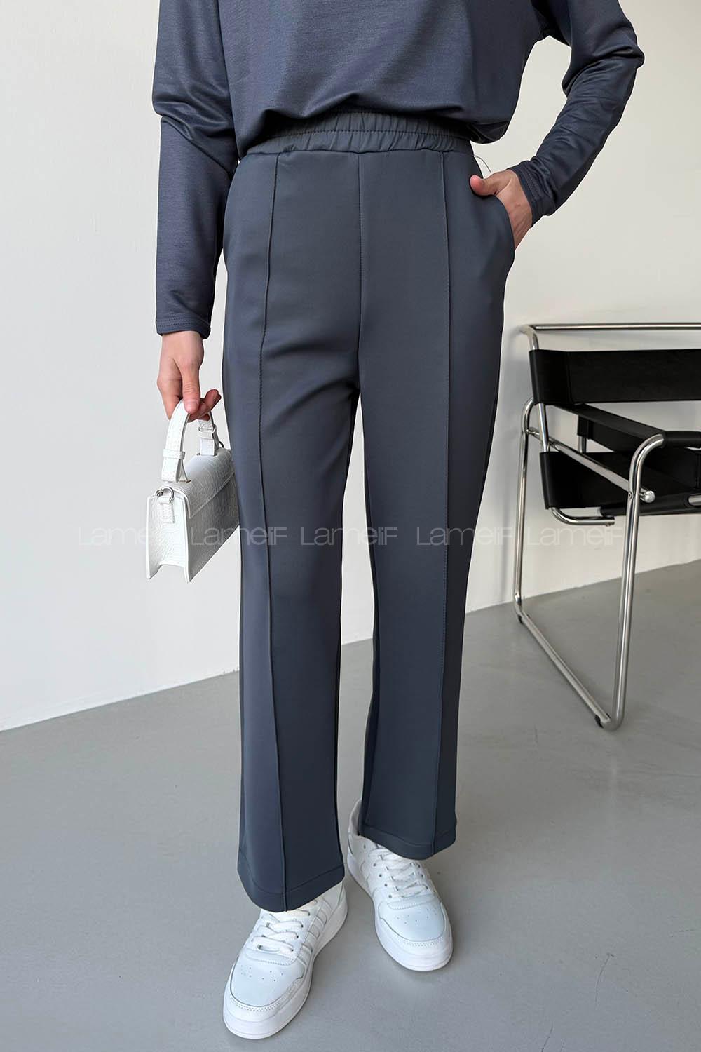 Anthracite Regular Trousers High Waist Regular Cut Bottom Tracksuit