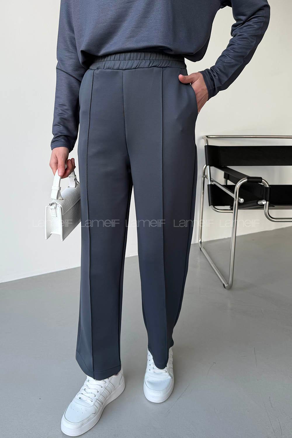 Anthracite Regular Trousers High Waist Regular Cut Bottom Tracksuit
