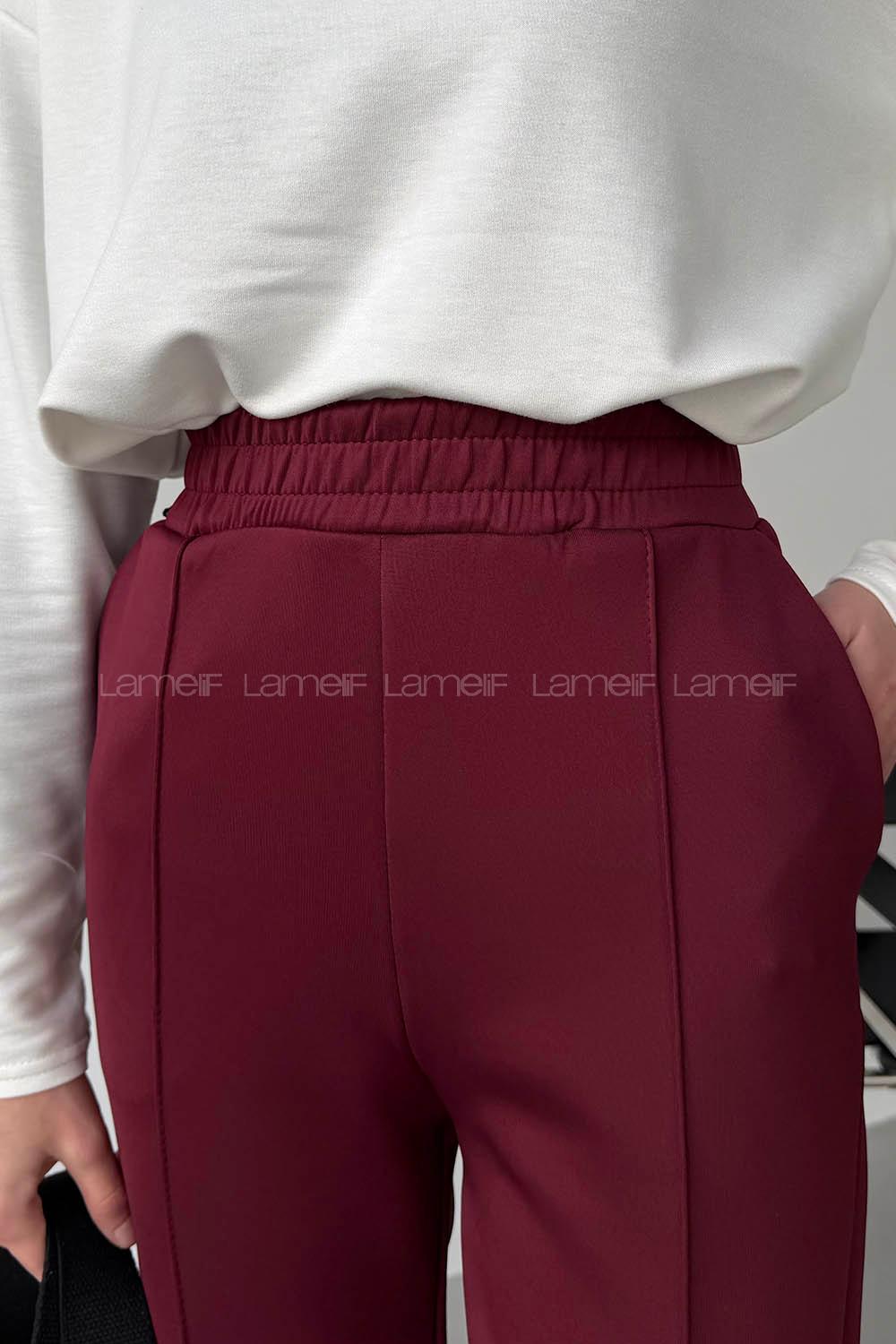 Claret Red Regular Trousers High Waist Regular Cut Bottom Tracksuit