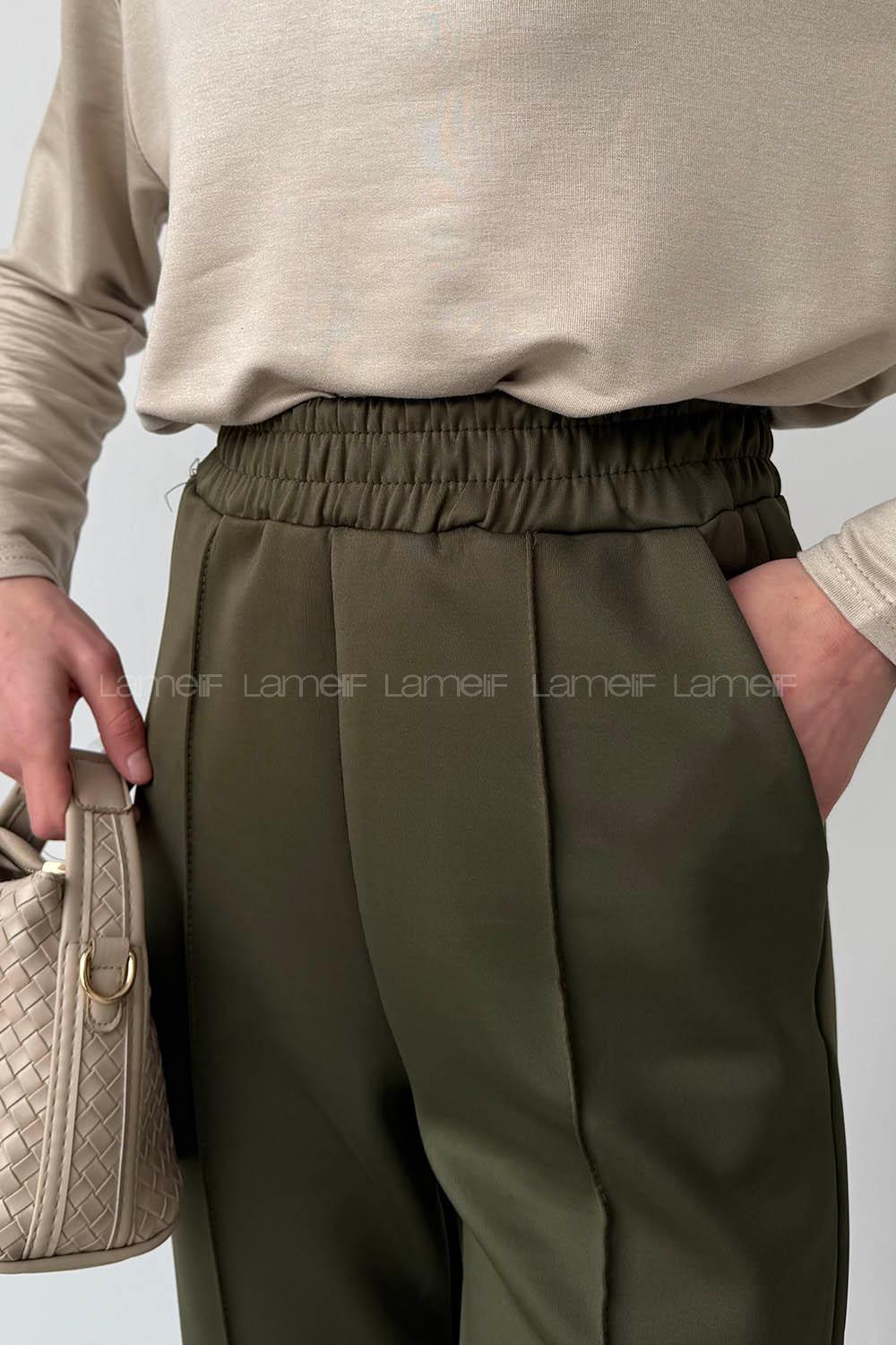 Khaki Regular Trousers High Waist Regular Cut Bottom Tracksuit