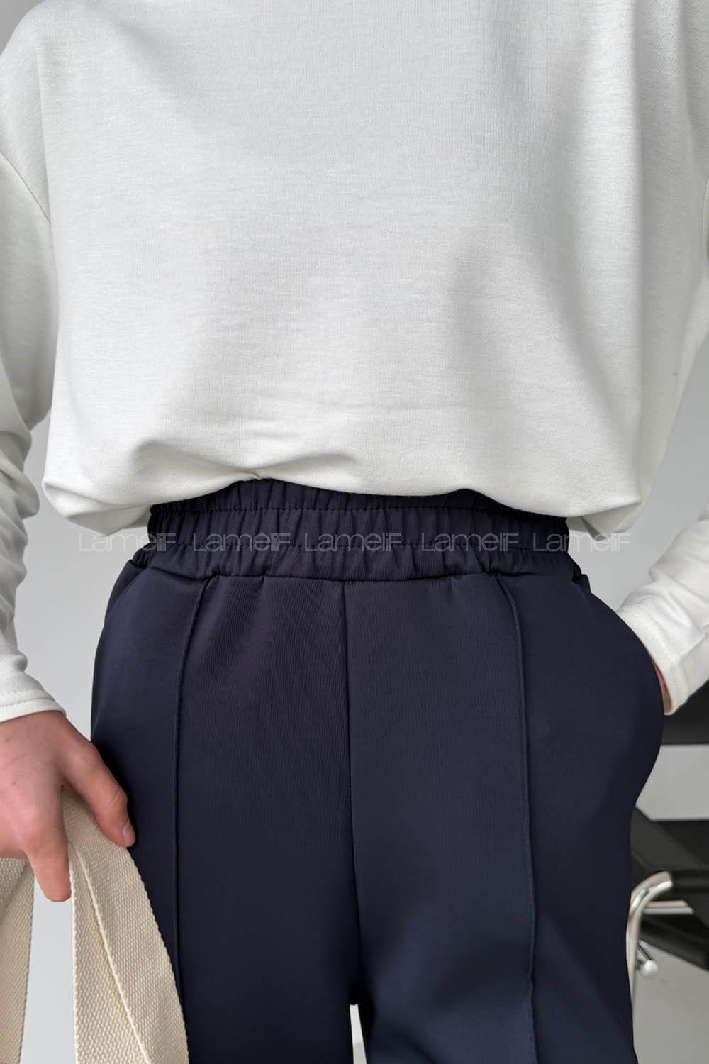 Navy Blue Regular Trousers High Waist Regular Cut Bottom Tracksuit