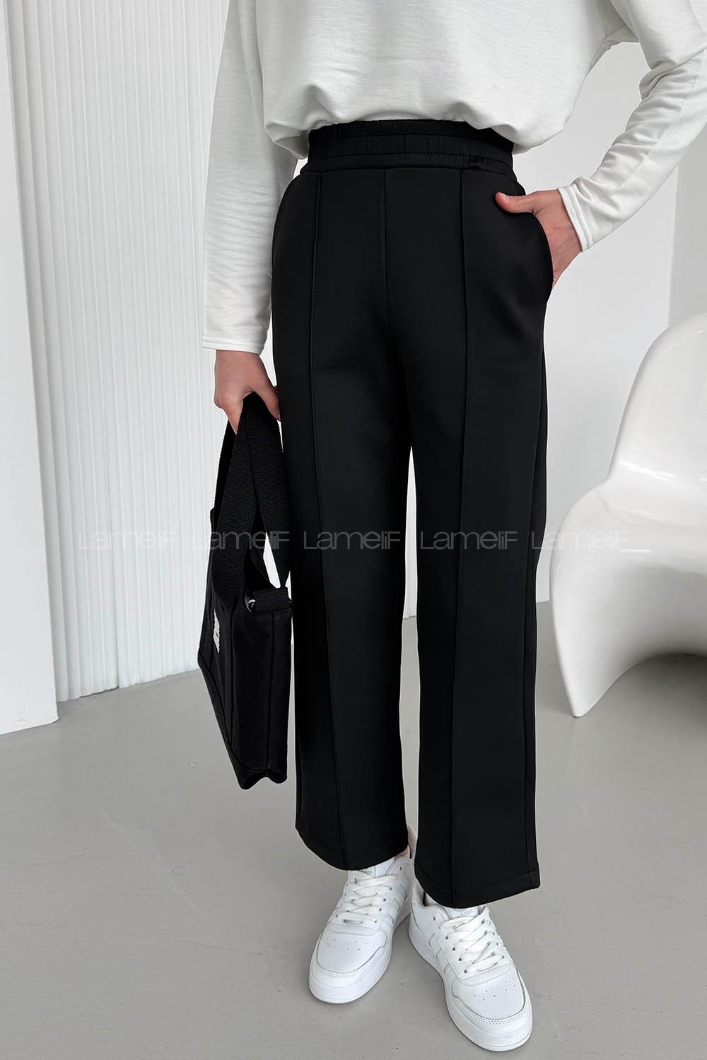 Black Regular Trousers High Waist Regular Cut Bottom Tracksuit