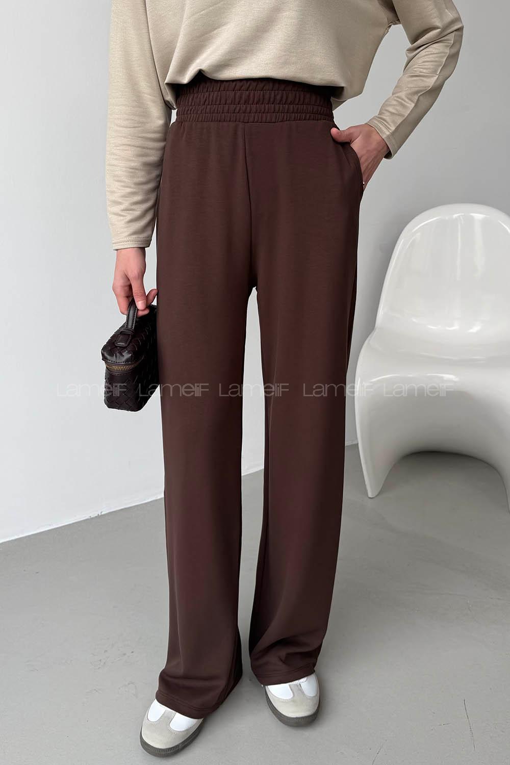 Bitter Brown Regular Trousers High Waist Regular Cut Bottom Tracksuit