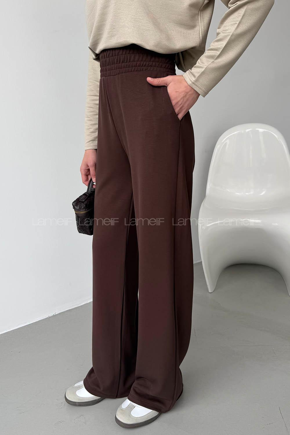 Bitter Brown Regular Trousers High Waist Regular Cut Bottom Tracksuit