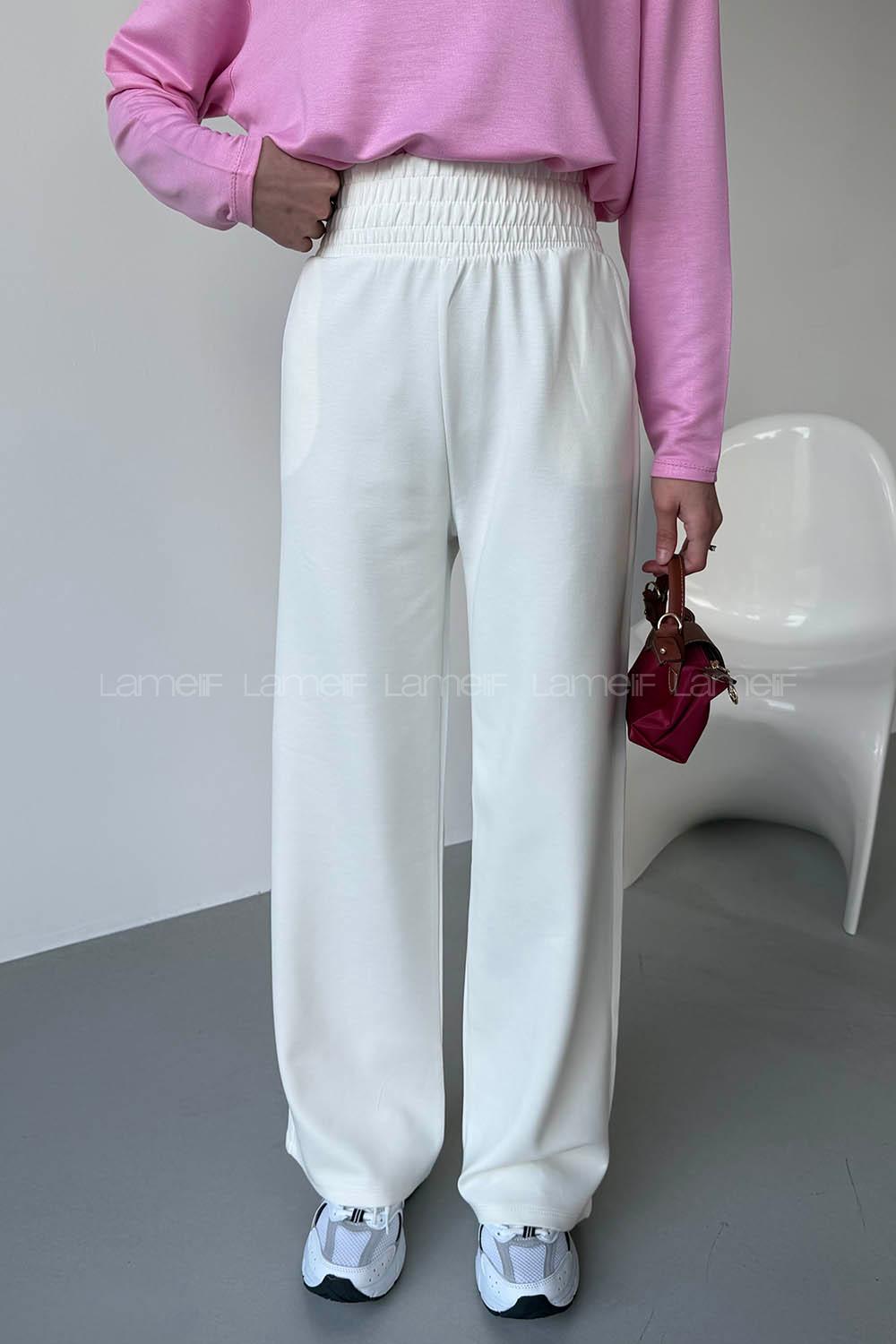 Lamelif Oysho Yüksek Bel Lastikli Eşofman Altı Ekru