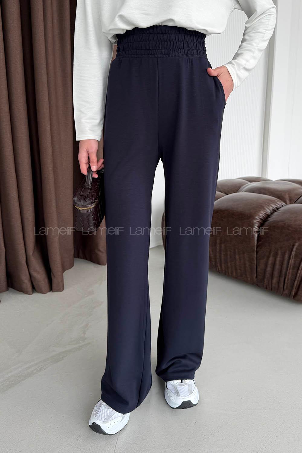 Navy Blue Regular Trousers High Waist Regular Cut Bottom Tracksuit