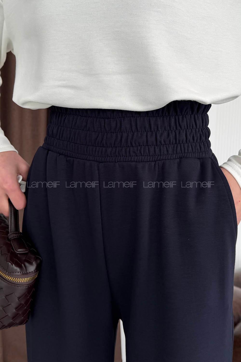 Navy Blue Regular Trousers High Waist Regular Cut Bottom Tracksuit