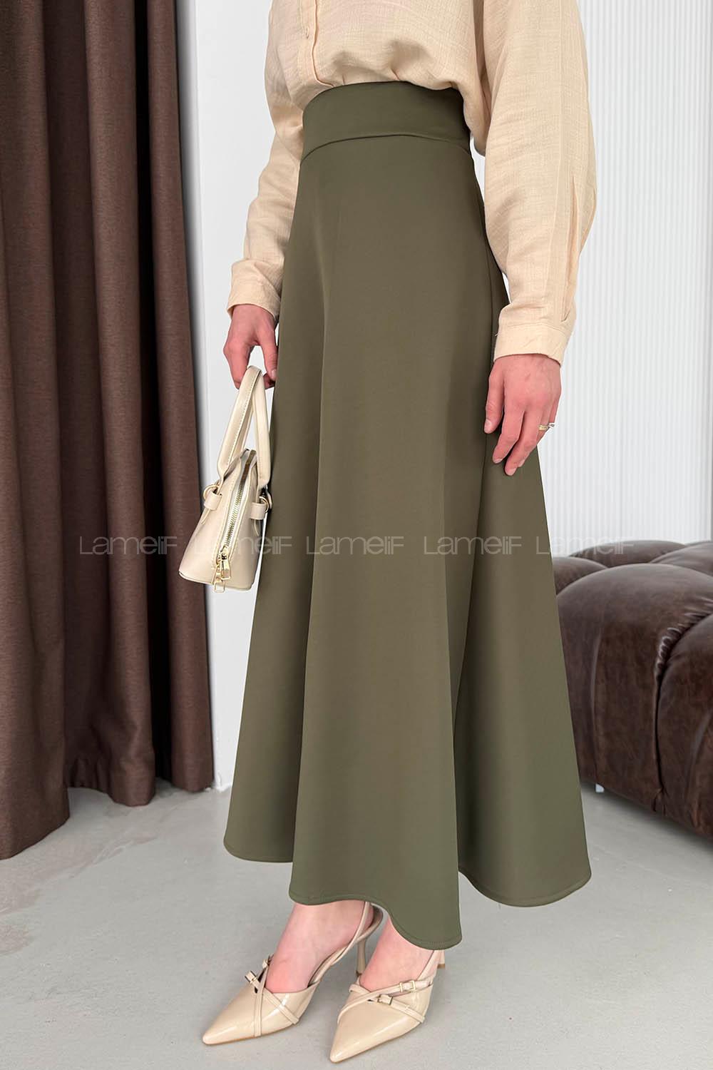 Lamelif Scuba Çan Etek Haki