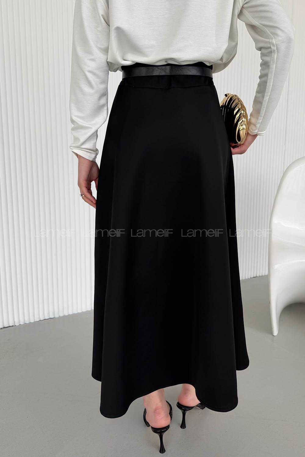 Lamelif Scuba Çan Etek Siyah