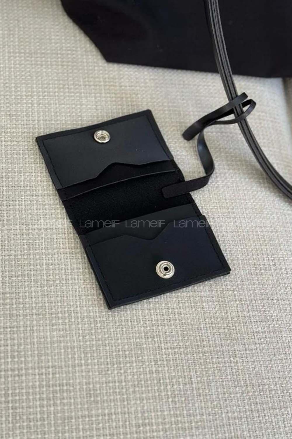 Lamelif Cüzdan Askılı Salaş Kadın Çanta Siyah