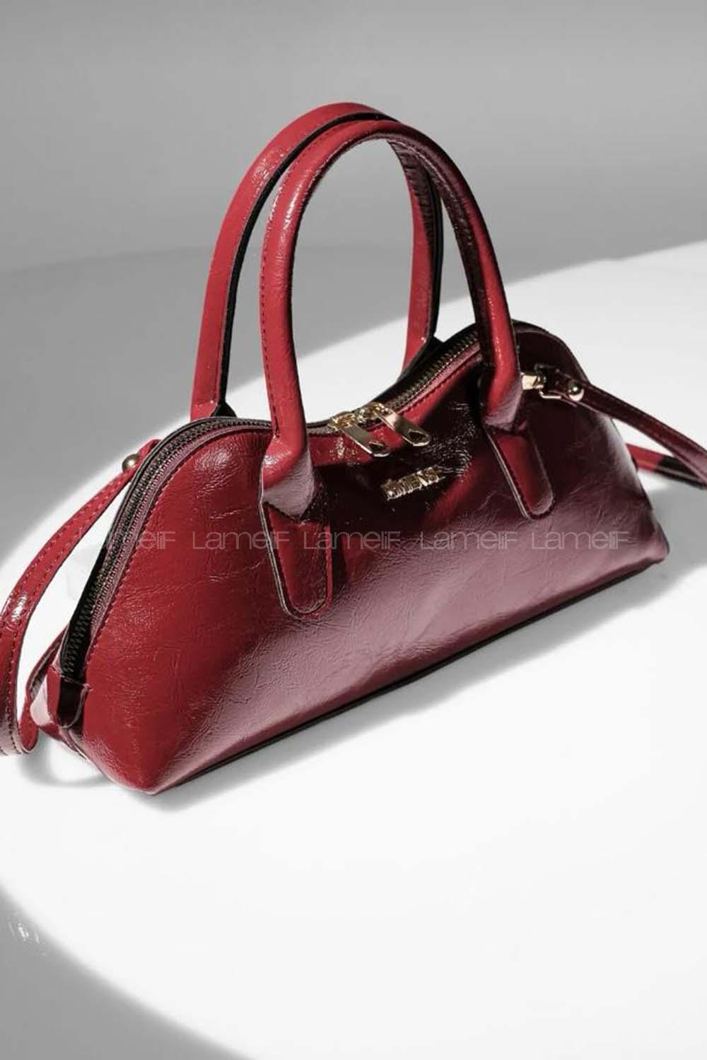 Lamelif Gold Detaylı Kadın El Ve Omuz Çantası Bordo