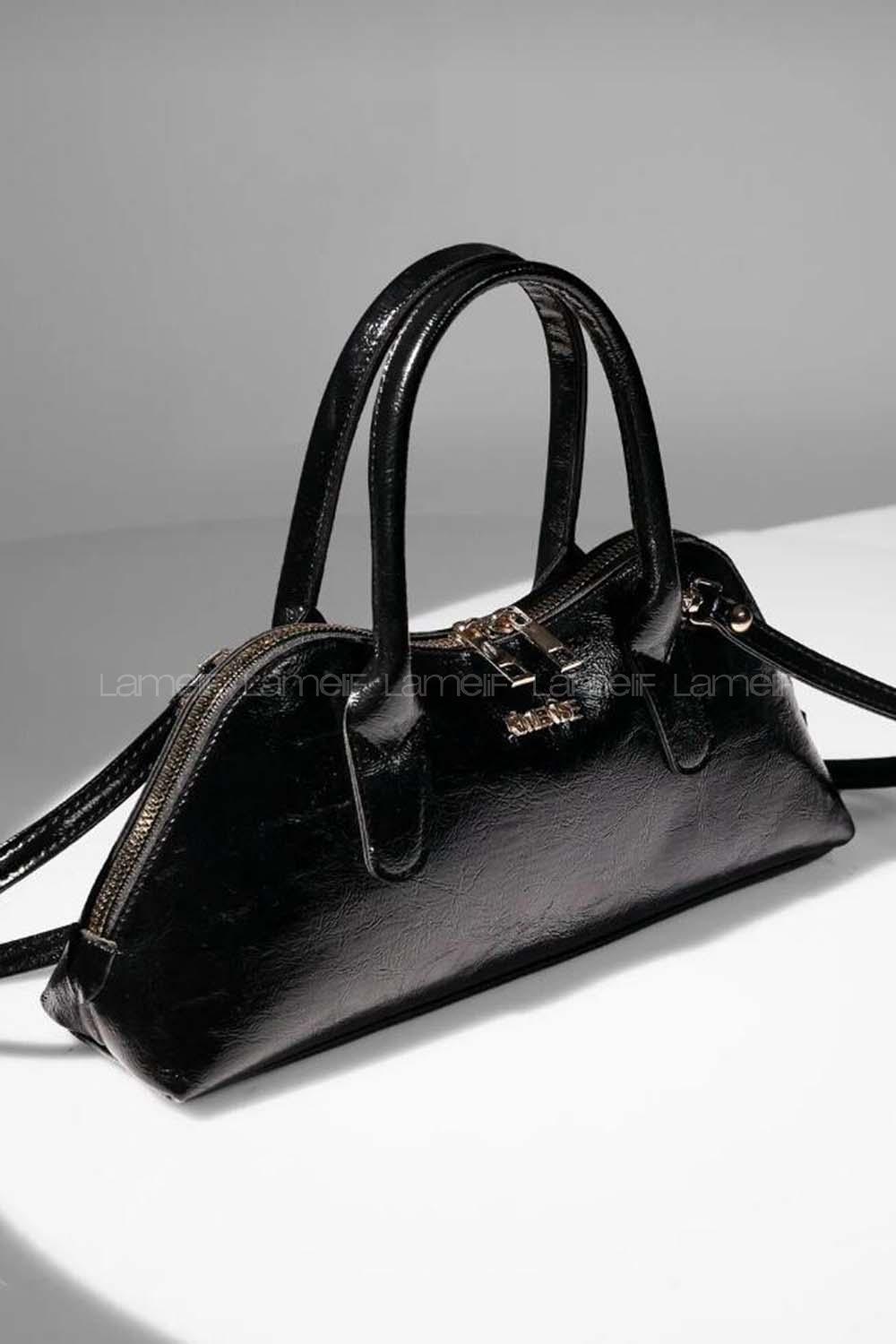 Lamelif Gold Detaylı Kadın El Ve Omuz Çantası Siyah