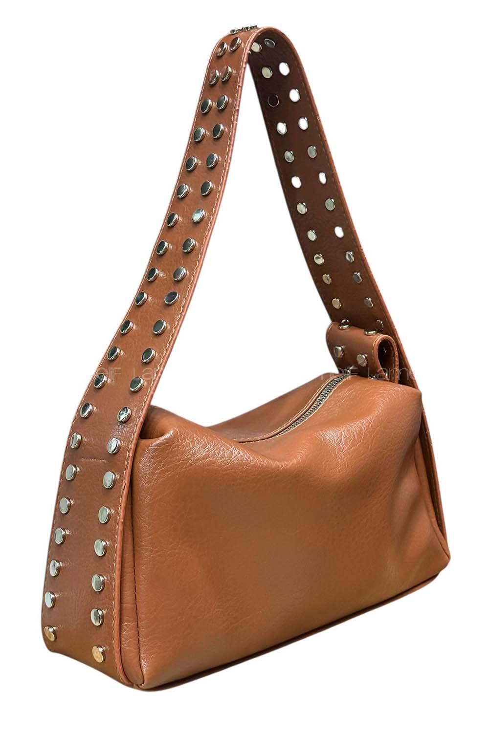 Lamelif Gümüş Nokta Detaylı Kadın Yumuşak Deri Kadın Çanta Taba