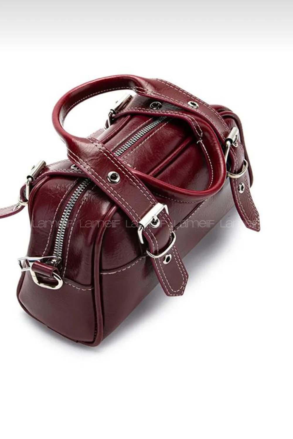 Lamelif Montanna Gümüş Detaylı Kadın El Ve Omuz Çantası Bordo